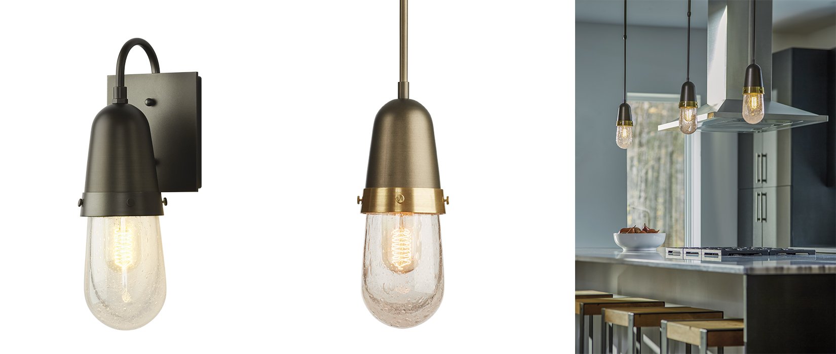 Fizz Sconce and kitchen pendant