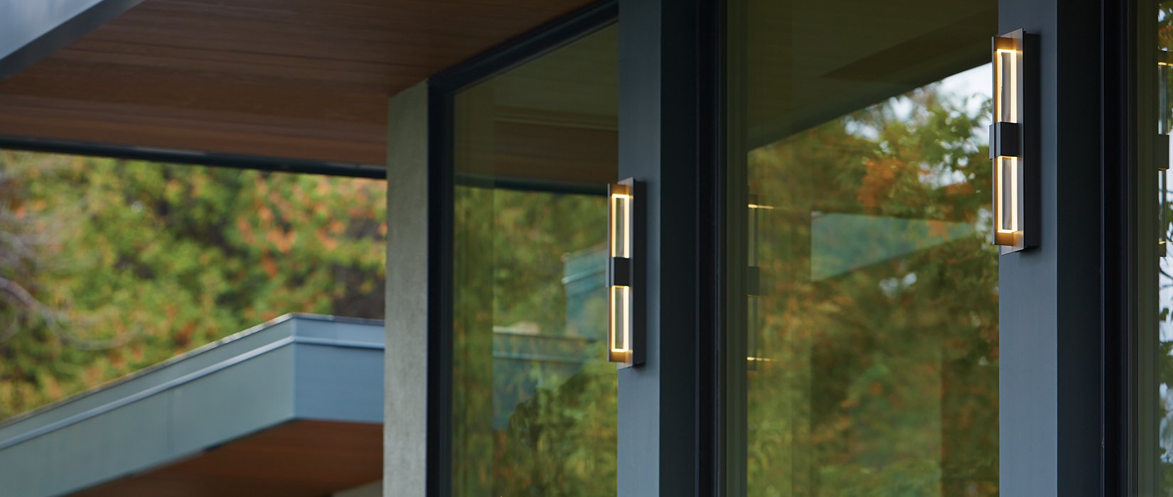 Double Axis direct wire dedicated LED outdoor wall sconce.